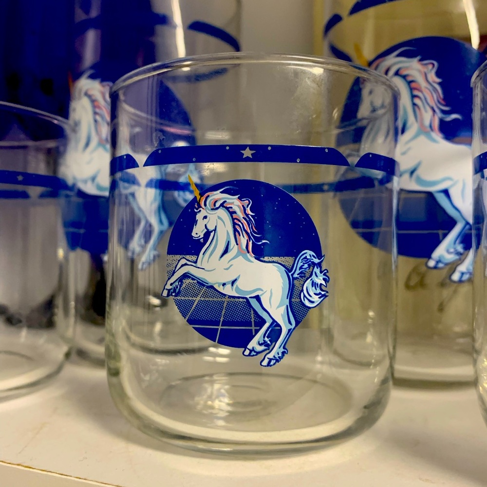 Vintage unicorn glassware